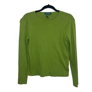 Lauren Ralph Lauren Sweater Women's Small Green Logo Preppy Long Sleeve Academia